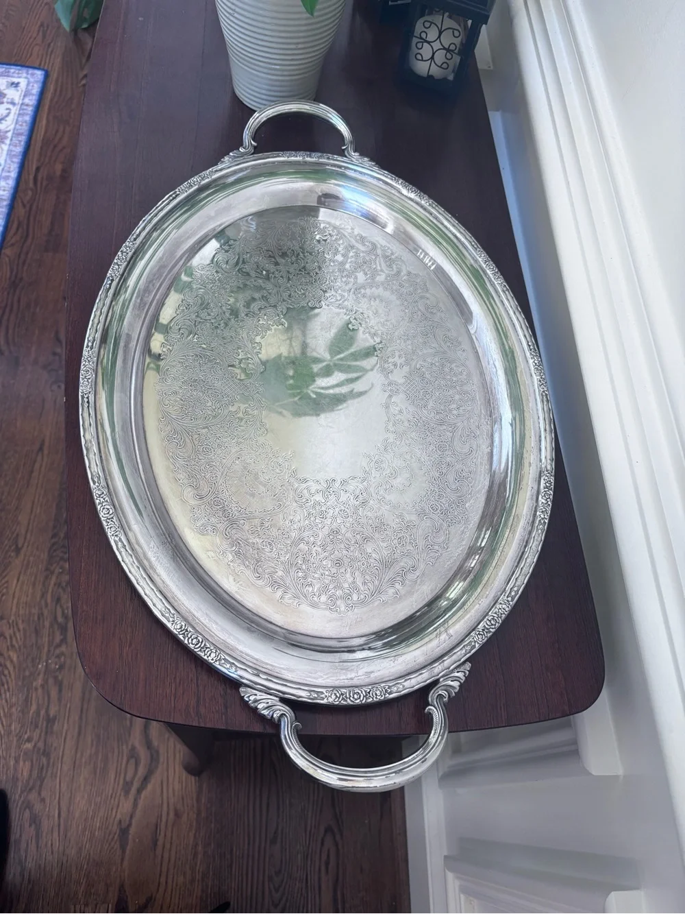 Vintage international Silver Serving Tray with Handles